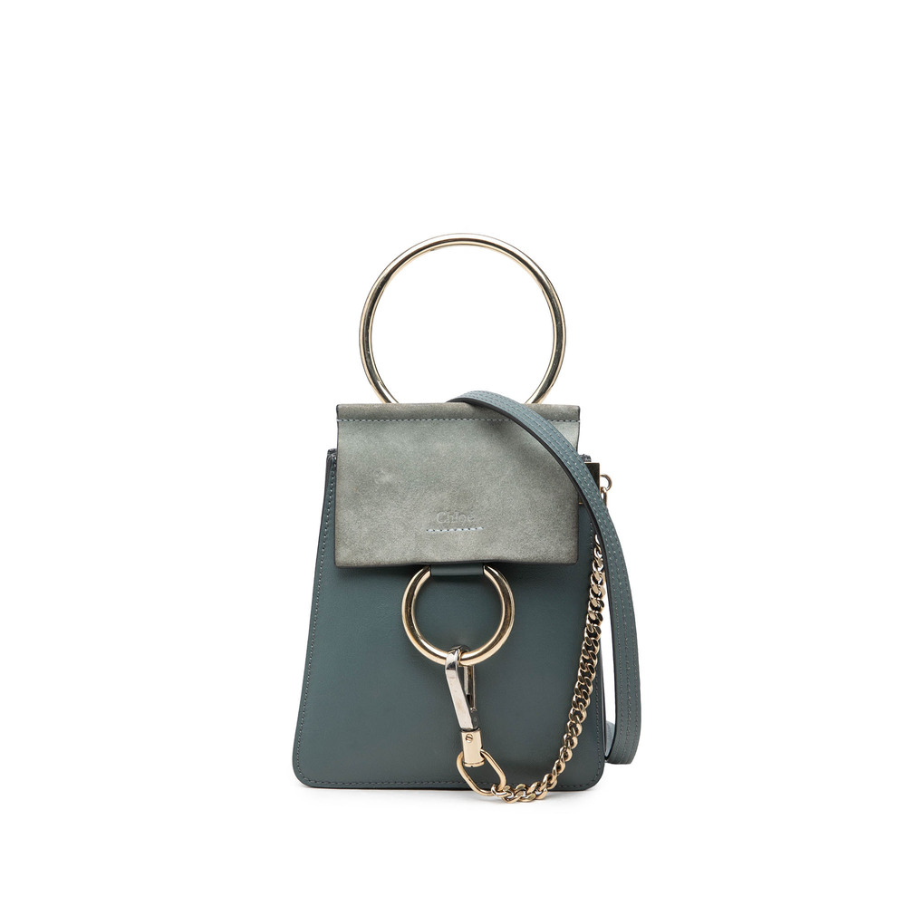 Pre-Loved Chloé Mini Calfskin and Suede Faye Bracelet Bag